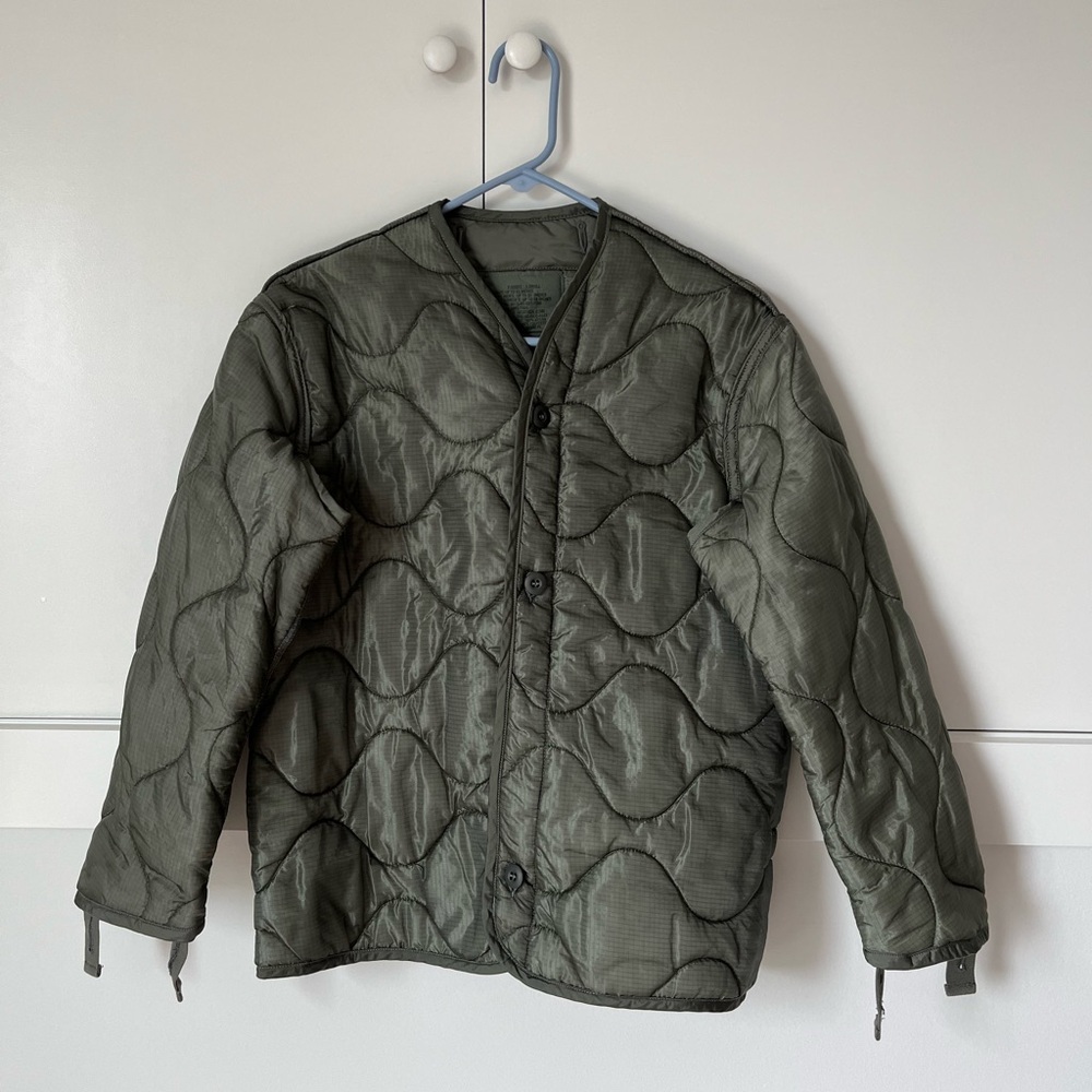 Olive Green Quilted Military Liner Jacket